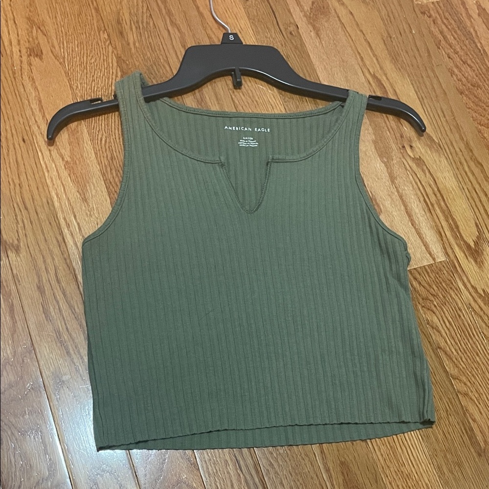 American Eagle Outfitters Olive Ribbed Tank Top